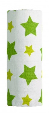 T-Tomi BIO Bambusová osuška, green stars / zelené hvězdičky, 100 x 80 cm