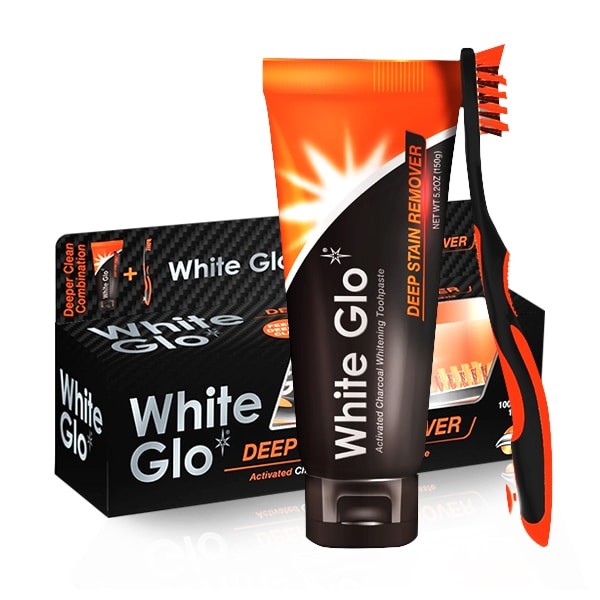 E-shop White Glo Profesionální Bělící zubní pasta Charcoal + Kartáček a mezizubní kartáčky ZDARMA 150 g