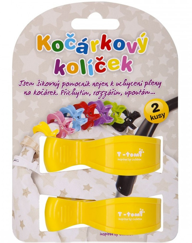 Fotografie T-tomi Kočárkový kolíček žlutý 2 ks