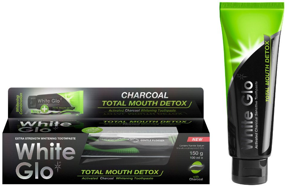 E-shop White Glo bělící zubní pasta Total Detox Charcoal + zubní kartáček 150 g