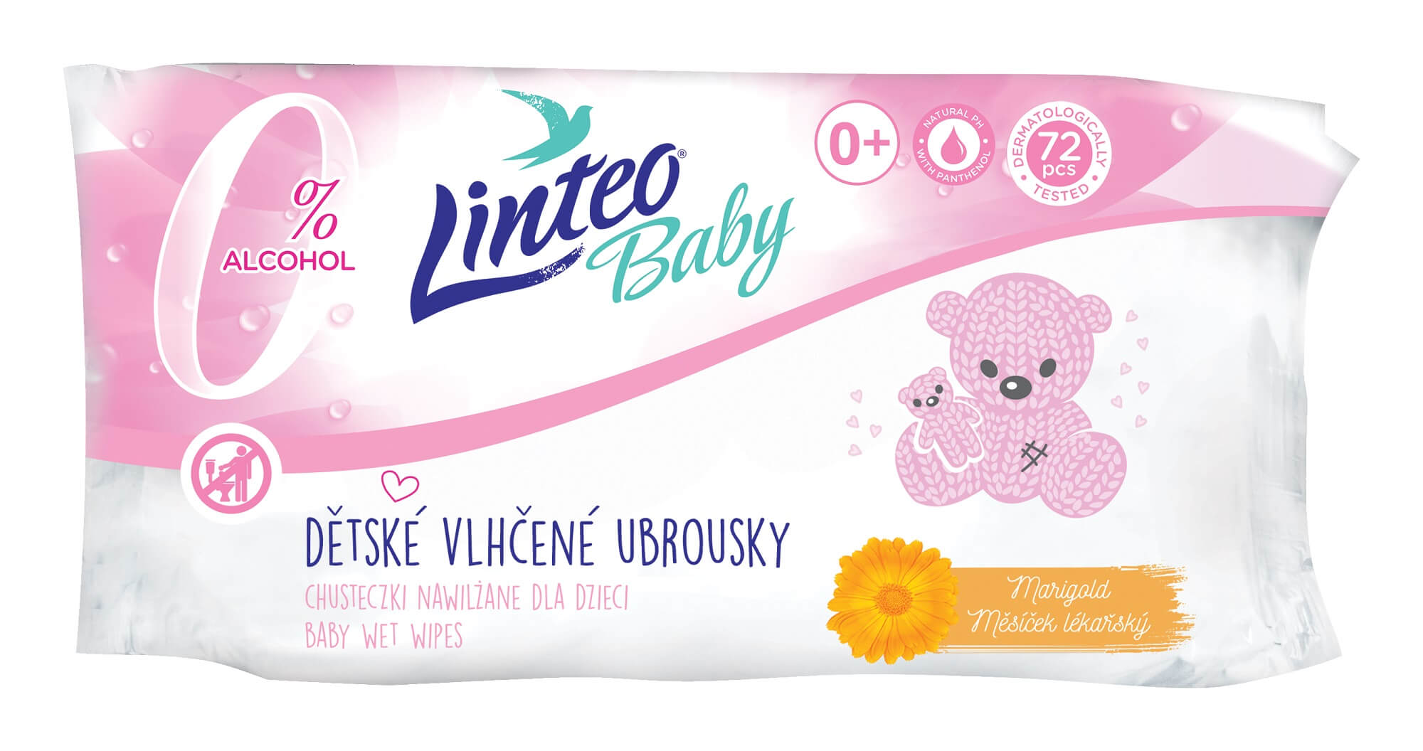 E-shop Linteo Baby Vlhčené ubrousky s měsíčkem lékařským 72 ks