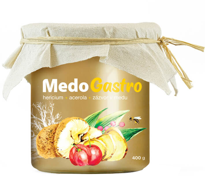 MycoMedica MedoGastro hericium+acerola+zazvor květový med s extrakty z vitálních hub 400 g