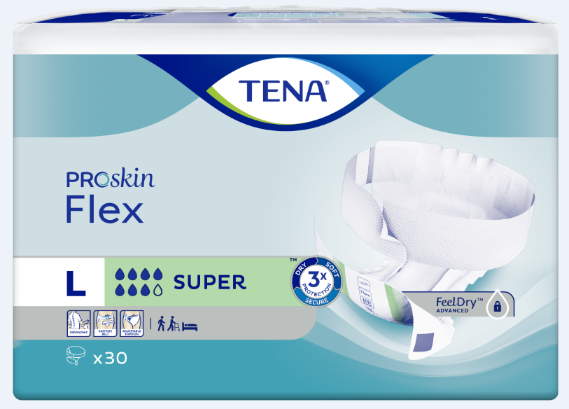 Fotografie TENA Flex Super Large - Inkontinenční kalhotky s páskem na suchý zip (30ks)