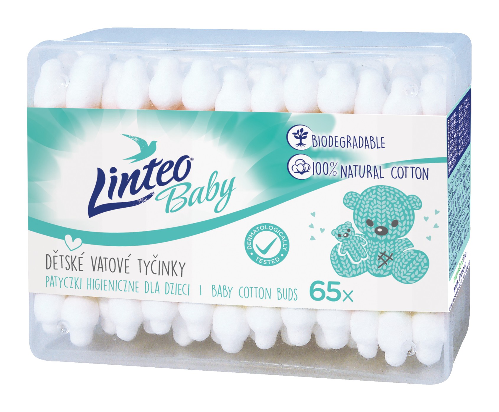 Linteo Baby Papírové vatové tyčinky box 65 ks