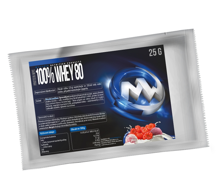 Fotografie MAXXWIN 100% WHEY 80 divoká malina 25 g