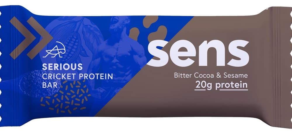 Fotografie Sens Pleasure Protein tyčinka s cvrččí moukou Hořké kakao & sezam 60 g