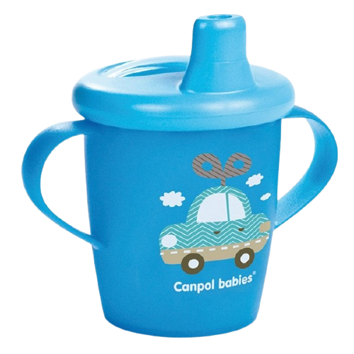 CANPOL BABIES Nevylévací hrníček toys modrý 250 ml