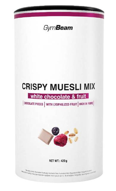 GYMBEAM Crispy Muesli Mix bílá čokoláda a ovoce 420 g