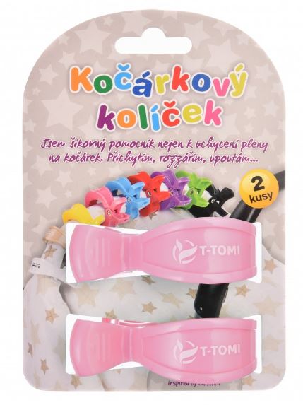T-TOMI Kočárkové kolíčky pastel pink 2 ks