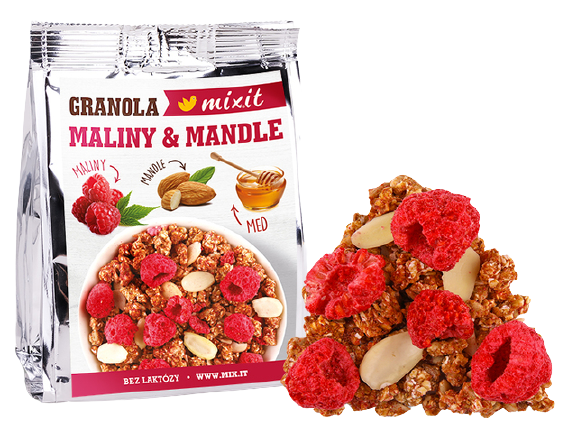 Fotografie MIXIT Granola z pece maliny a mandle do kapsy 70 g