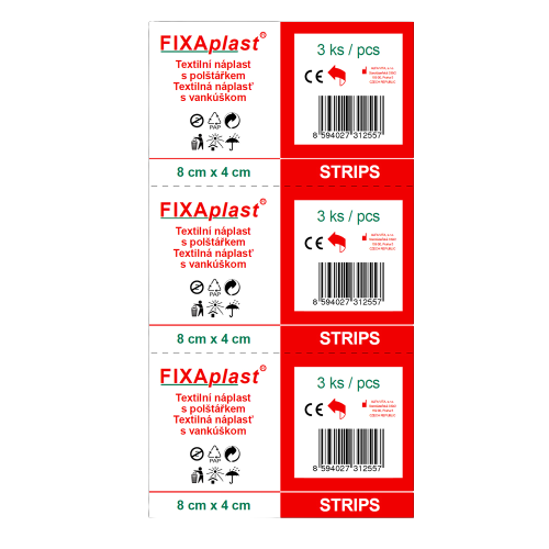 Fotografie FIXAPLAST Náplast strip 8x4cm 3 kusy 3 ks