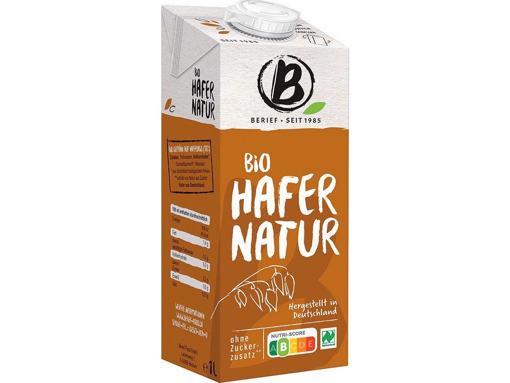 Fotografie BERIEF Bio Ovesný drink Natur 1 l