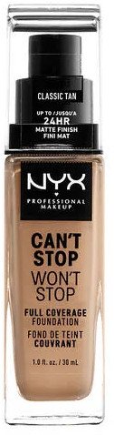 Levně NYX Professional Makeup Can't Stop Won't Stop 24 hour Foundation Vysoce krycí make-up - 12 Classic Tan 30 ml