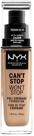 E-shop NYX Professional Makeup Can't Stop Won't Stop 24 hour Foundation Vysoce krycí make-up - 09 Medium Olive 30 ml