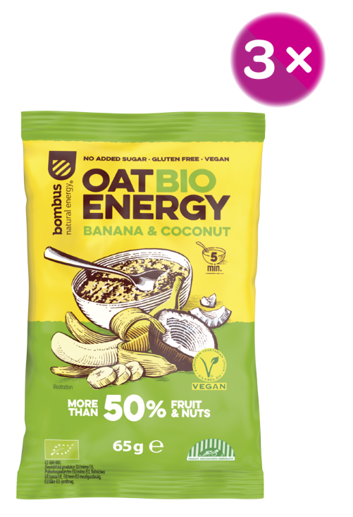 Fotografie BOMBUS Oat Bio Energy Banán & Kokos 65 g