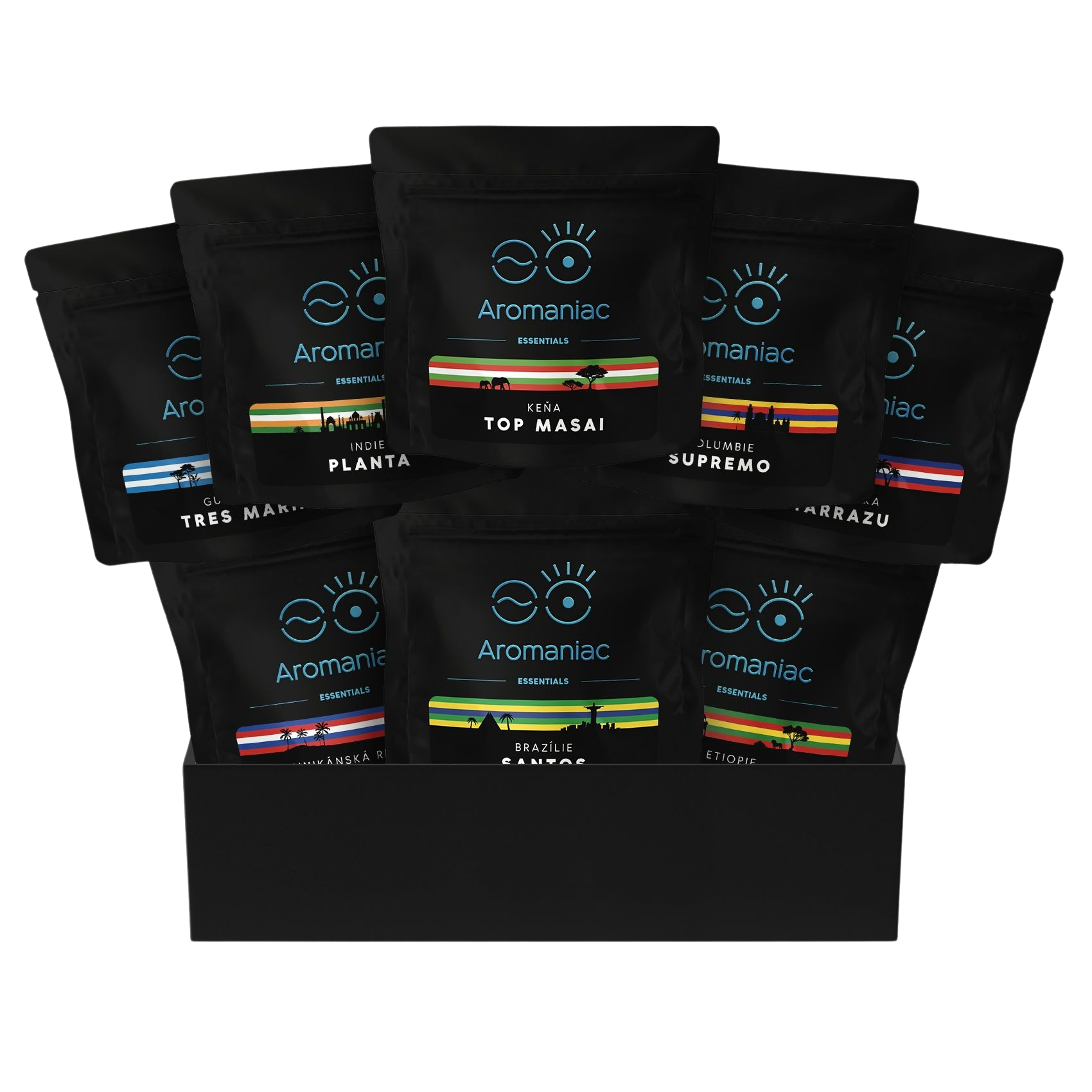 AROMANIAC Degustační balíček Aromaniac Nekyseláč⁸ v dárkové krabici 8 x 50 g