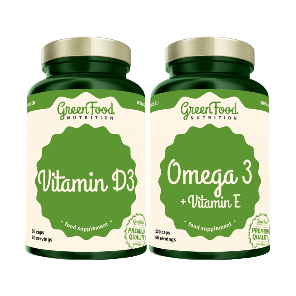 Fotografie GREENFOOD NUTRITION Duopack Omega 3 + Vitamin E 120ks a Vitamin D3 60ks