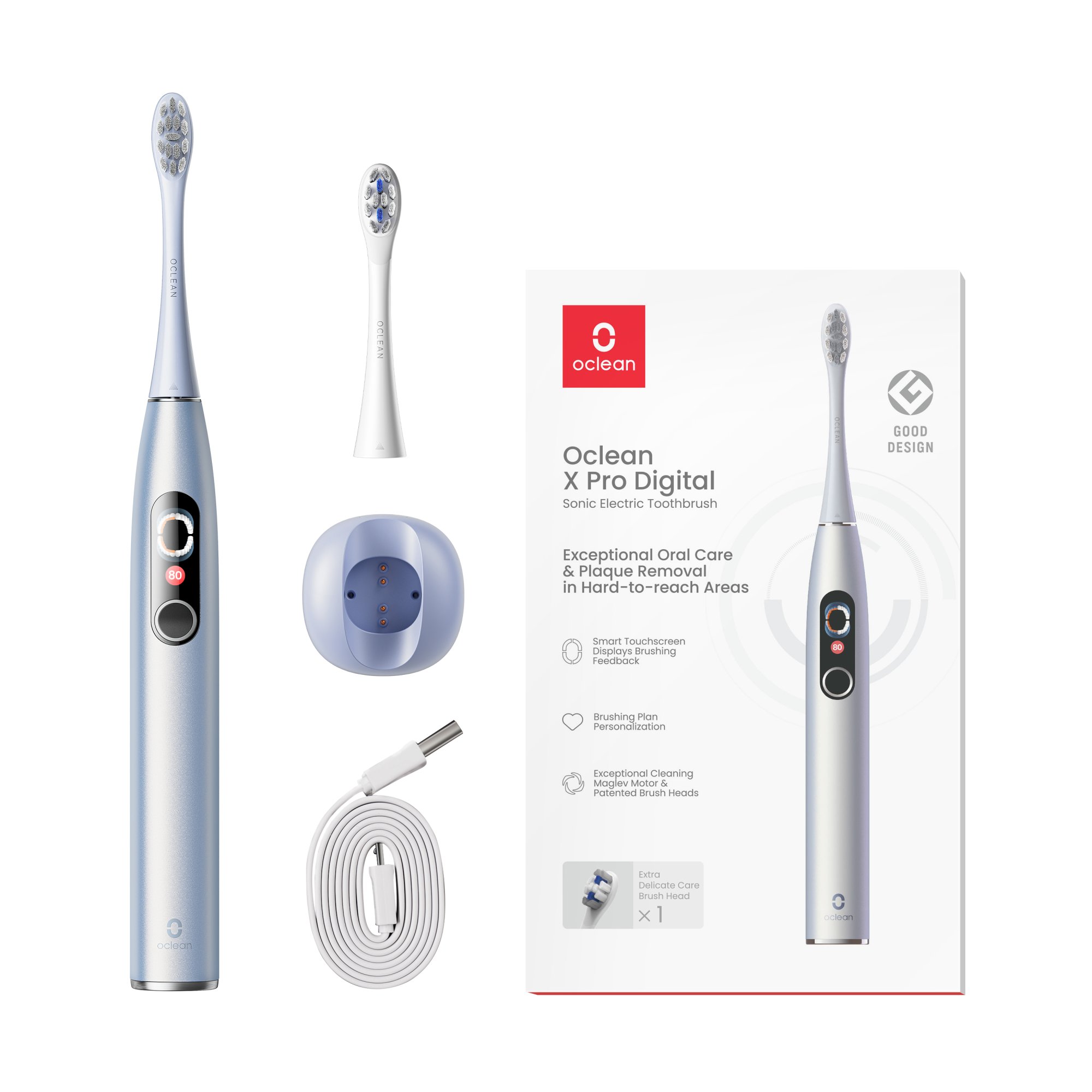 OCLEAN X Pro Digital Silver sonický kartáček, stříbrný