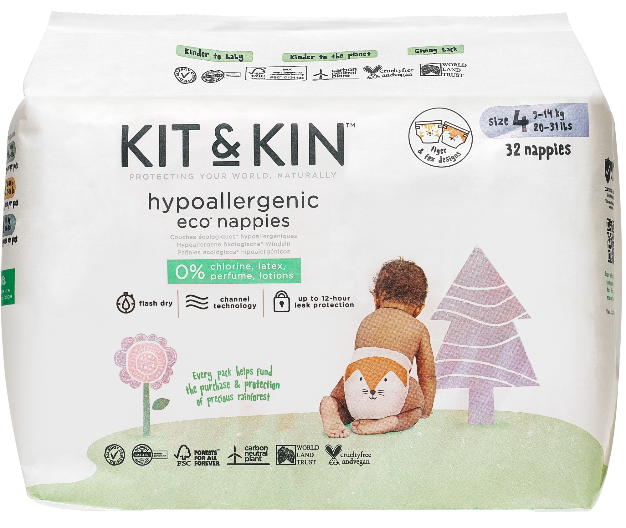 Kit & Kin Eko plenky, velikost 4, 32 ks