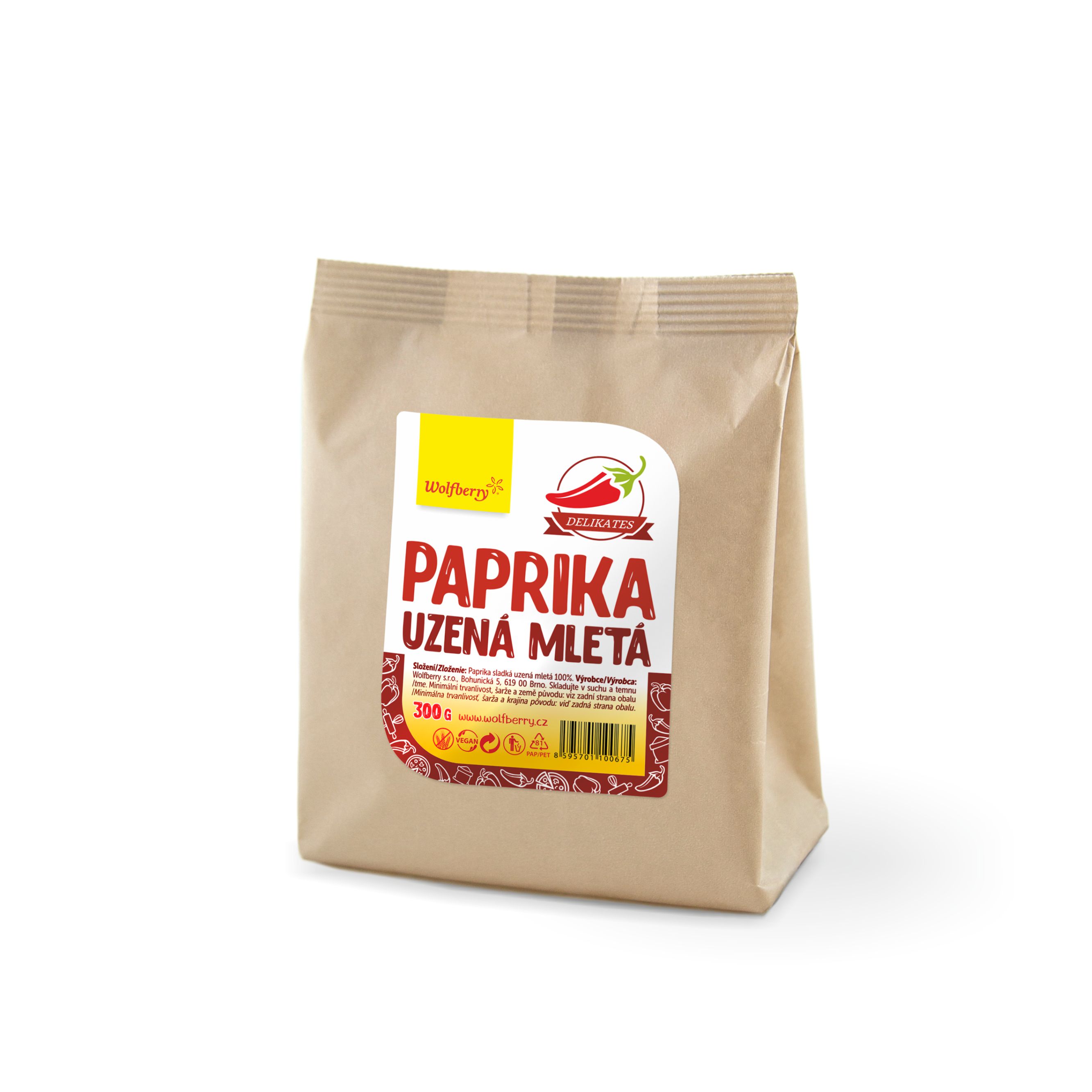 Fotografie WOLFBERRY Paprika sladká uzená mletá 300 g