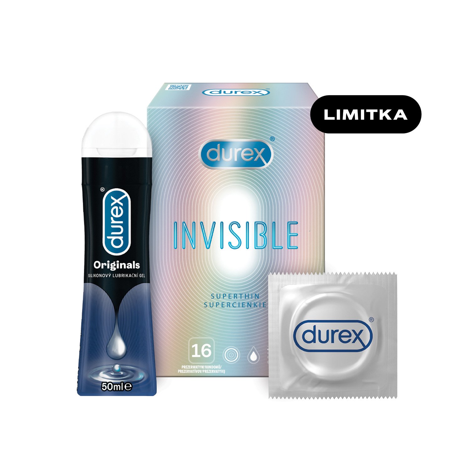 Fotografie Durex SEX Invisible 16ks + gel 50 ml