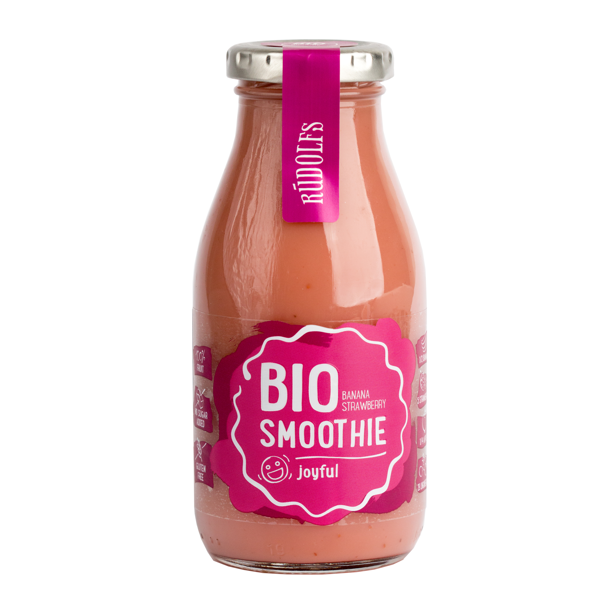 Fotografie RUDOLFS Smoothie Jahoda, banán BIO 260 ml