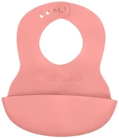 Levně BabyOno Bryndák měkký plastový s kapsou bez BPA pink 6m+