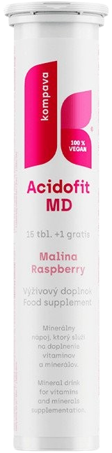 Fotografie KOMPAVA Acidofit MD malina 16 šumivých tablet