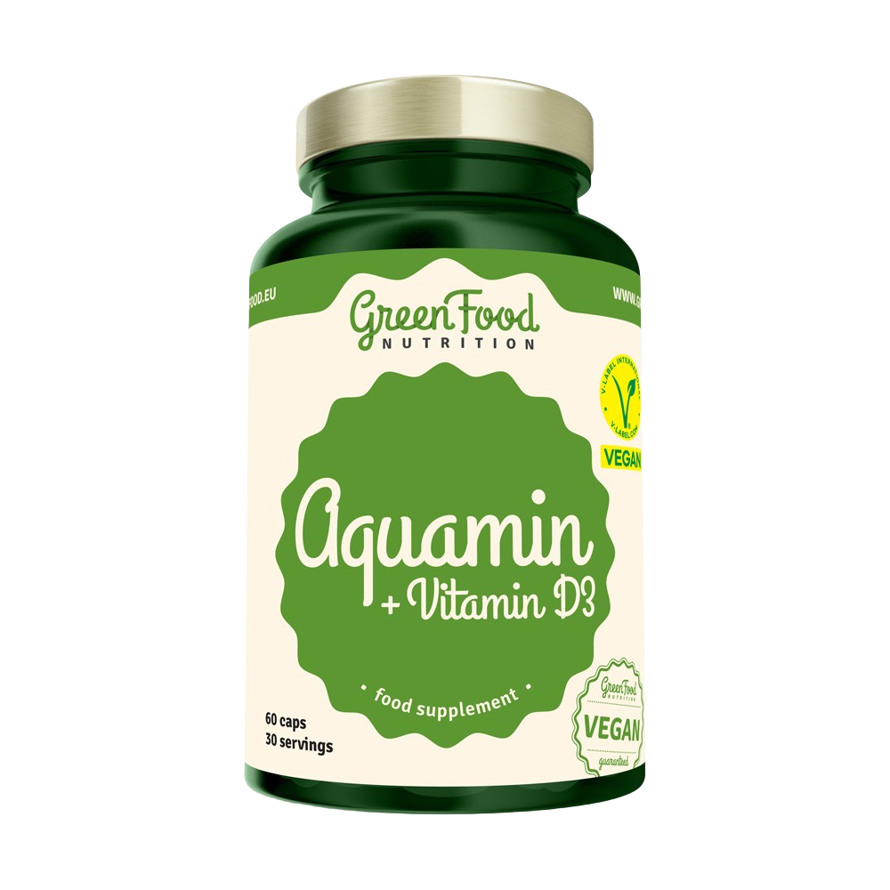 Fotografie GREENFOOD NUTRITION Aquamin + Vitamin D3 60 kapslí