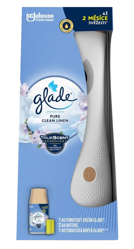 GLADE Pure Clean Linen, Automatický osvěžovač vzduchu + náplň 269 ml