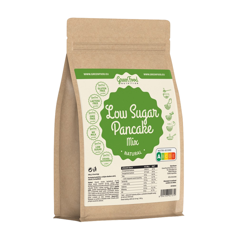 GreenFood Nutrition Low Sugar Pancake Mix zmes na prípravu palaciniek s nízkym obsahom cukru príchuť Natural 500 g kúpite na Pilulka.sk
