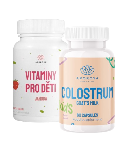 APOROSA Kids Kozie kolostrum 60 kapsúl + Aporosa KIDS Vitamíny - jahoda 90 ks
