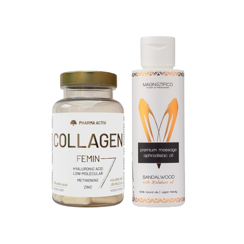 PHARMA ACTIV Collagen Femin tob.90 + Magnetifico Masážní afrodiziakální olej Sandalwood 100ml