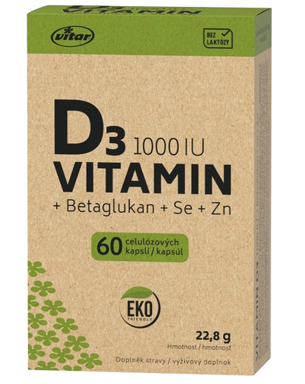 Vitamín D3 1000IU, betaglukan