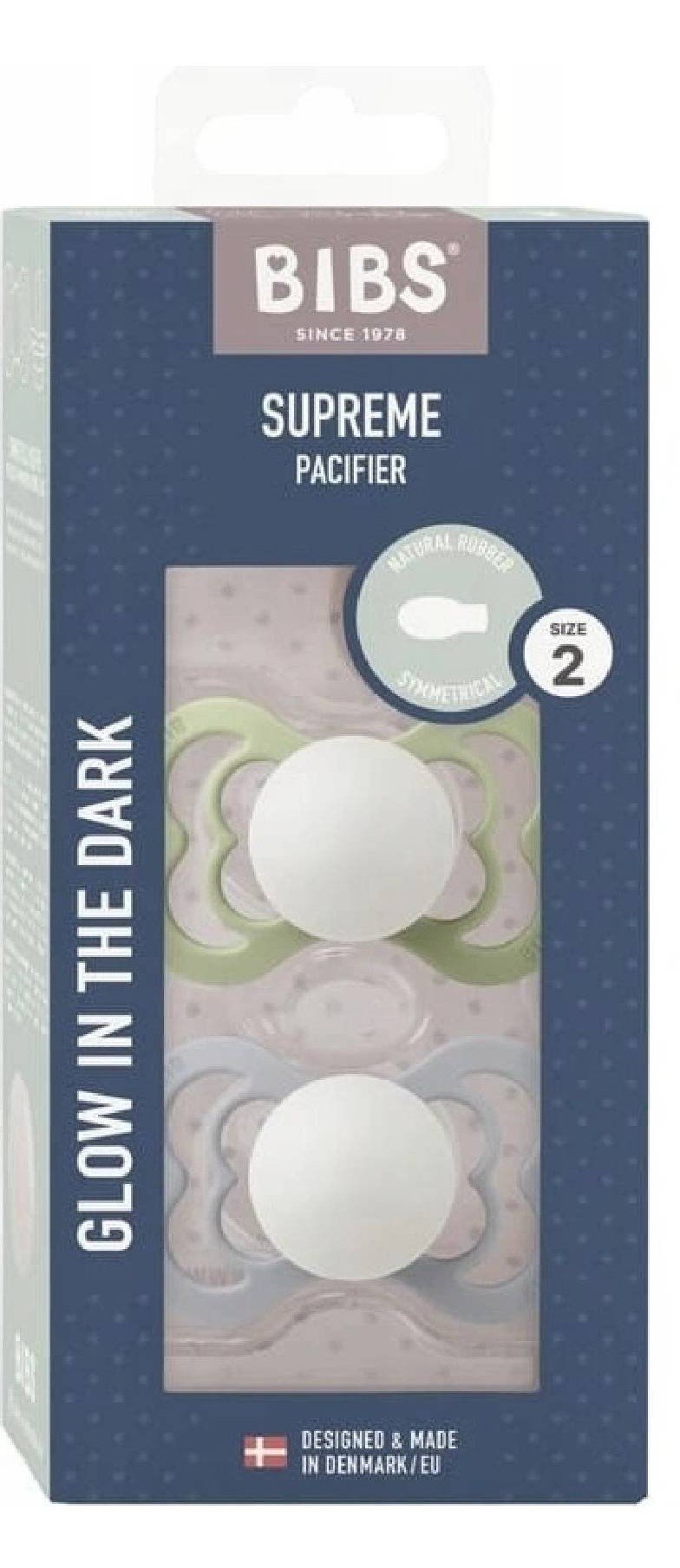BIBS Supreme Ortodontické Cumlíky z prírodného kaučuku - , veľkosť 2, Sage nočný/Cloud nočný 2 ks