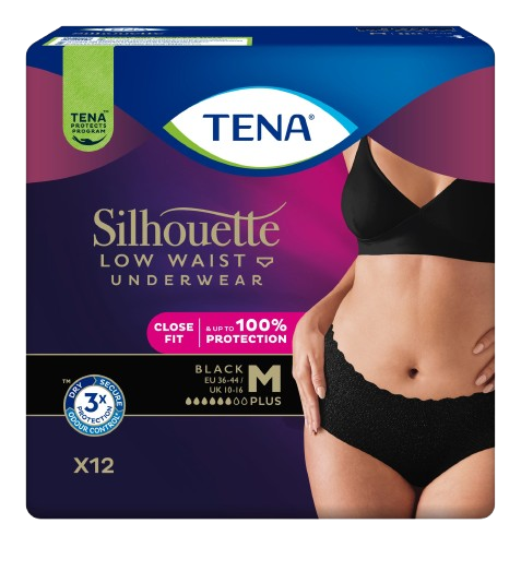 TENA Silhouette Plus Black M inkontinenční kalhotky 12 ks