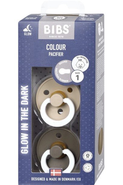 BIBS Colour Cumlíky z prírodného kaučuku - veľkosť 1, Vanilla nočný/Dark Oak nočný 2 ks