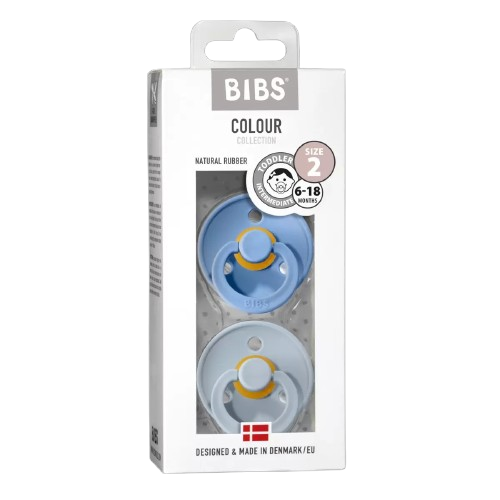 BIBS Colour Cumlíky z prírodného kaučuku, veľkosť 2, Sky Blue/Baby Blue 2 ks