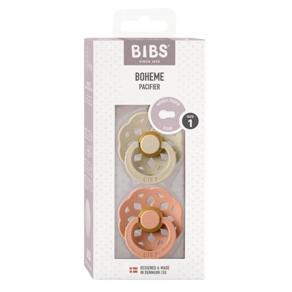 BIBS Boheme dudlíky z přírodního kaučuku Blush / Vanilla Night Glow 2 ks