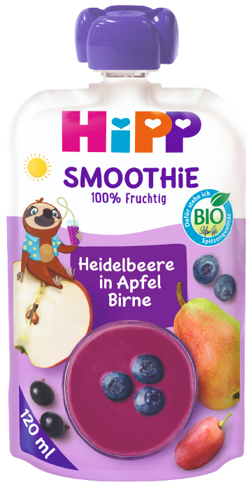 Hipp BIO Smoothie jablko - hruška - čučoriedky ovocný príkrm 120 ml kúpite na Pilulka.sk