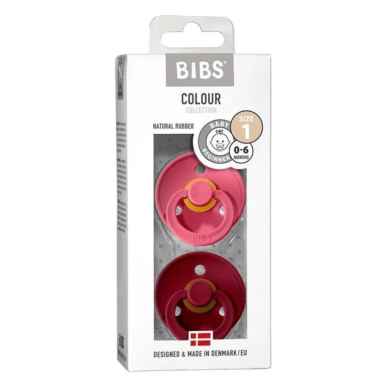 BIBS Colour Cumlíky z prírodného kaučuku - veľkosť 1, Coral/Ruby, 1 x 2 ks