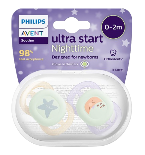 PHILIPS AVENT Šidítko Ultrastart noční 0-2m dívka 2 ks