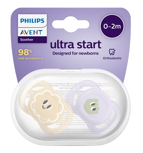 PHILIPS AVENT Šidítko Ultrastart obrázek 0-2m dívka 2 ks