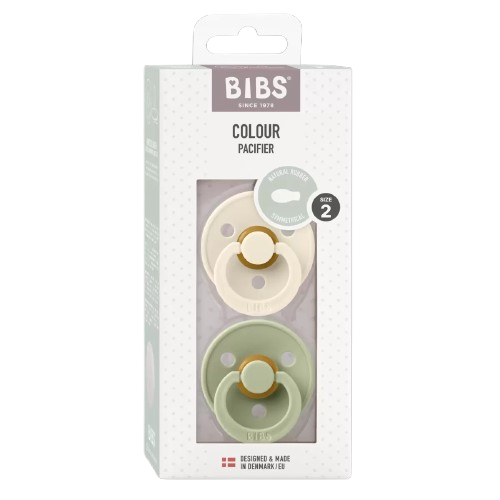 BIBS Colour Cumlíky z prírodného kaučuku, veľkosť 2, Sage/Ivory 2 ks
