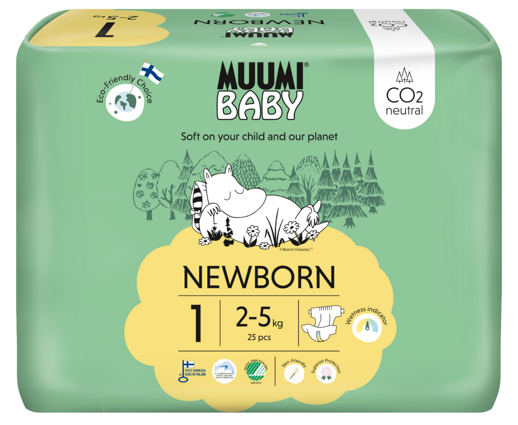 MUUMI BABY Pleny jednorázové 1 Newborn 2-5 kg 25 ks