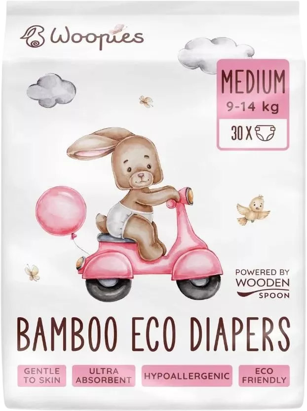 Woopies dětské EKO pleny medium 9 - 14 kg Wooden Spoon 30 ks