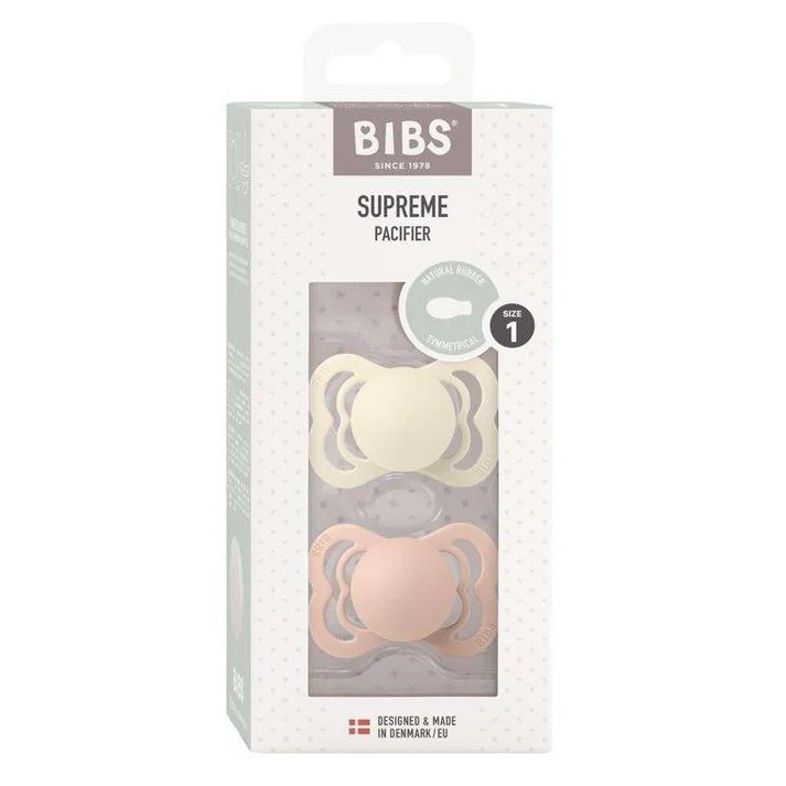 BIBS Supreme Symetrické Cumlíky z prírodného kaučuku Ivory/Blush, 0-6m, 2 ks
