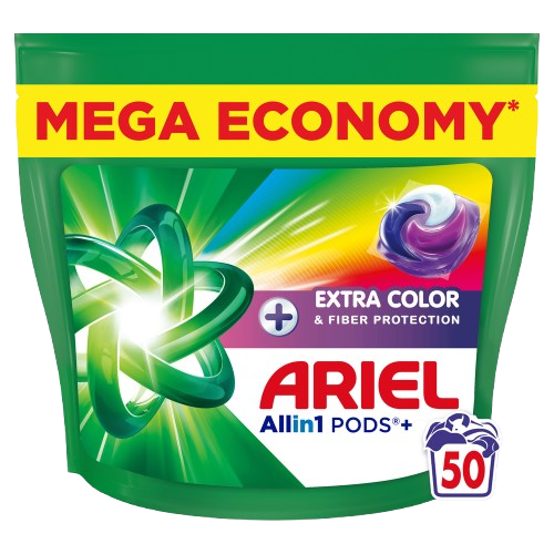 ARIEL Allin1 PODS+, Extra color & fiber protection, kapsle na praní, 50 ks