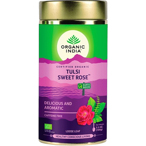 ORGANIC INDIA Sladká růže BIO, plech 50 x 2 g