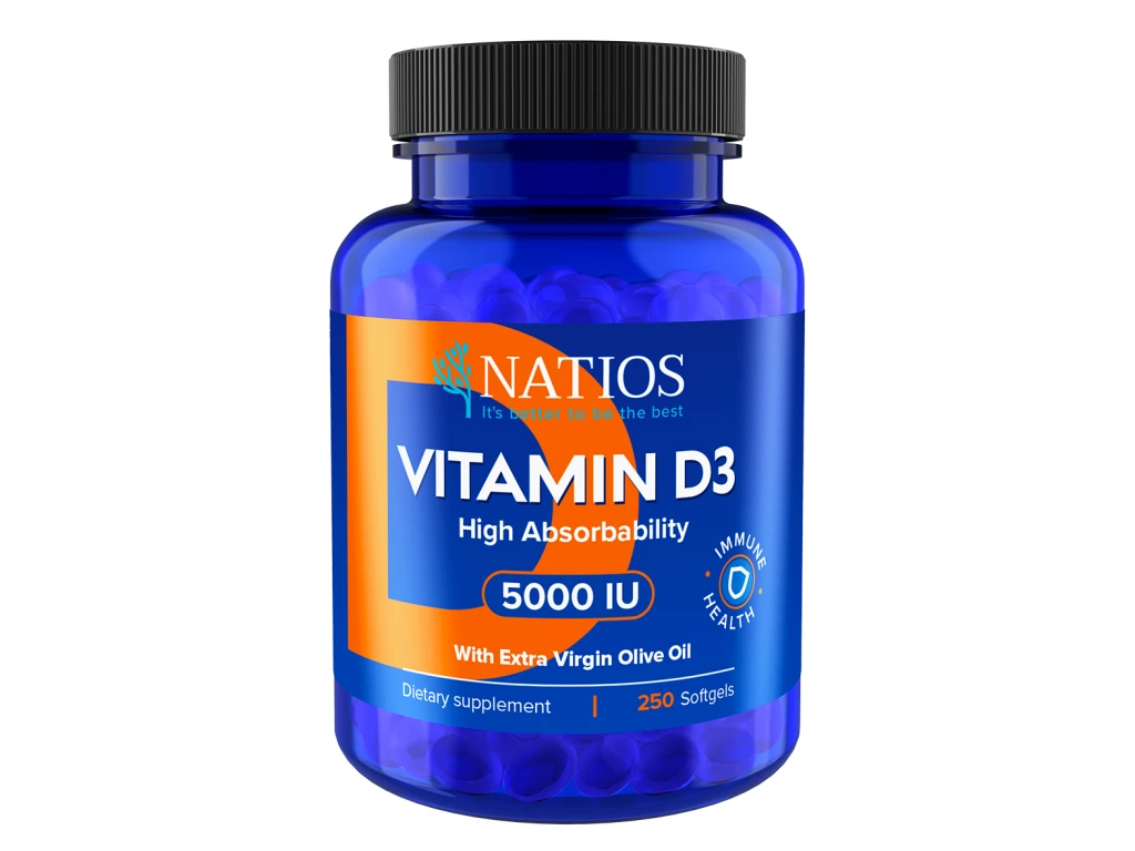 NATIOS Vitamin D3 High Absorbability 5000 IU 250 kapslí